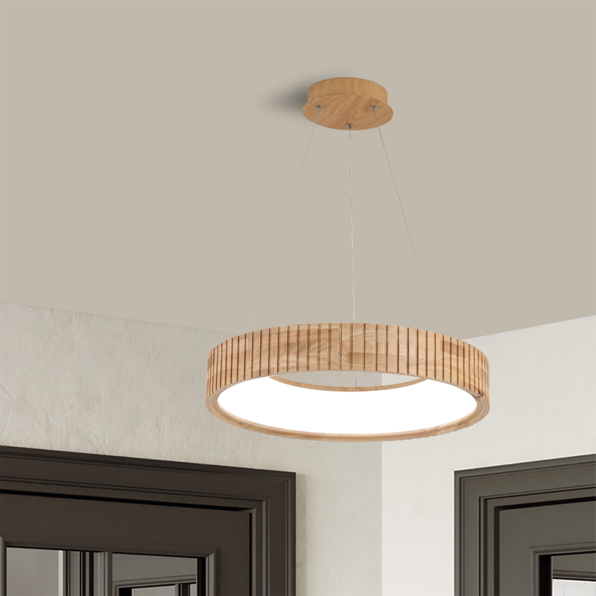 Brilagi - Suspension LED sur câble FALCON WOOD MODERN, LED 30 W, 230 V, 3000/4000/6000 K, Ø 45 cm, bois