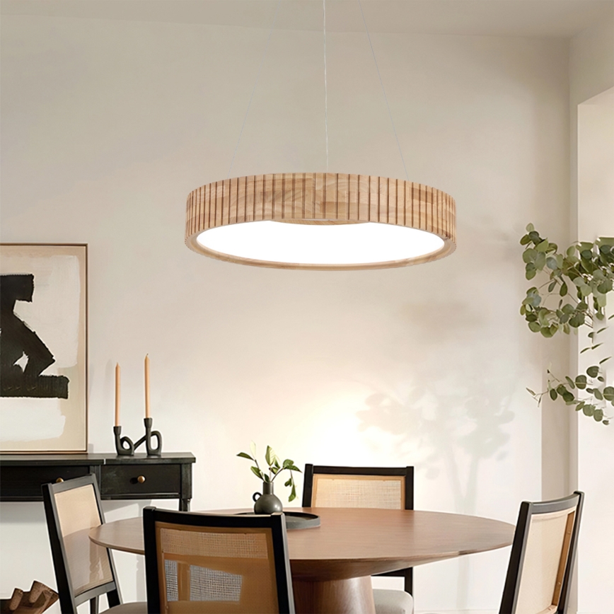 Brilagi - Suspension LED sur câble FALCON WOOD MODERN, LED 30 W, 230 V, 3000/4000/6000 K, Ø 45 cm, bois