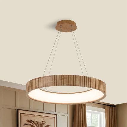 Brilagi - Suspension LED sur câble FALCON WOOD MODERN LED/40W/230V 3000/4000/6000K Ø 60 cm en bois