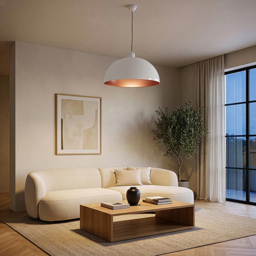 Brilagi - Suspension LED sur câble METALO 1xE27/40W/230V Ø 40 cm blanc/cuivre