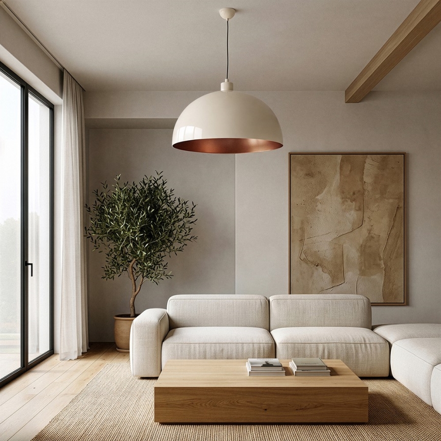 Brilagi - Suspension LED sur câble METALO 1xE27/40W/230V Ø 60 cm beige/cuivre