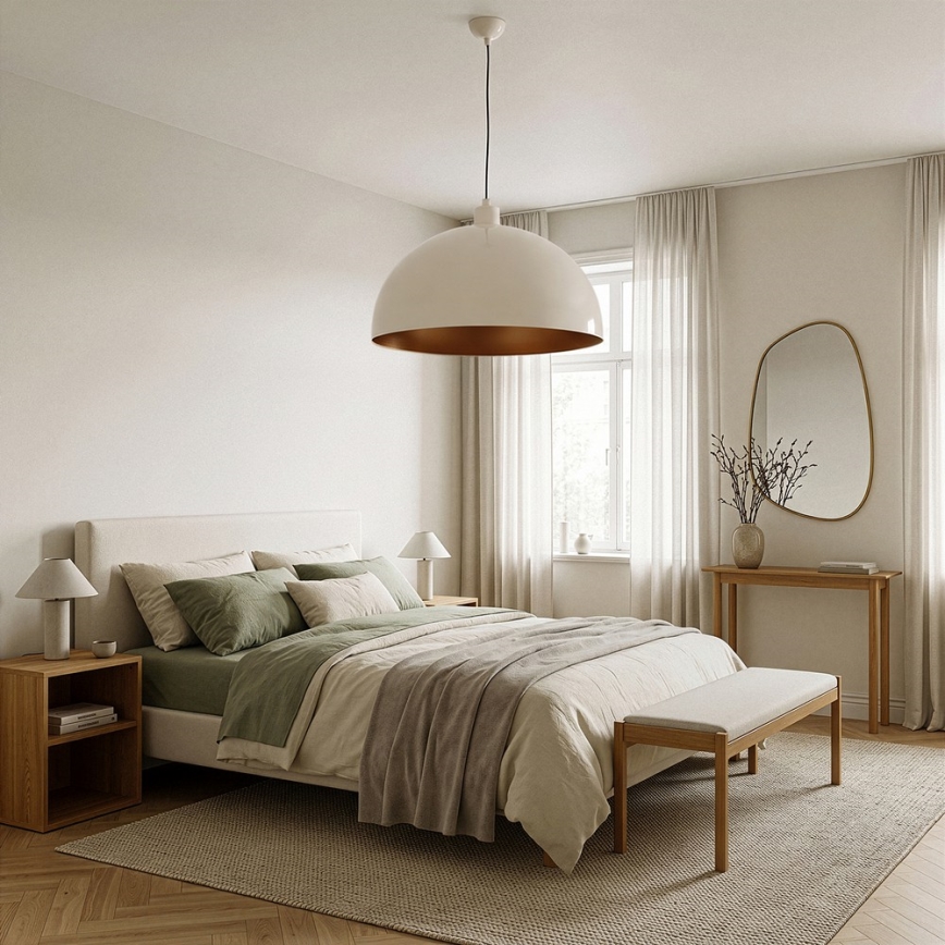 Brilagi - Suspension LED sur câble METALO 1xE27/40W/230V Ø 60 cm beige/cuivre