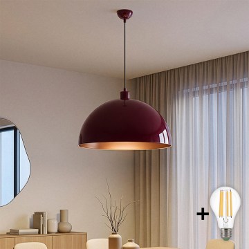 Brilagi - Suspension LED sur câble METALO 1xE27/40W/230V Ø 60 cm bordeaux/cuivré