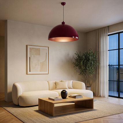 Brilagi - Suspension LED sur câble METALO 1xE27/40W/230V Ø 60 cm bordeaux/cuivré