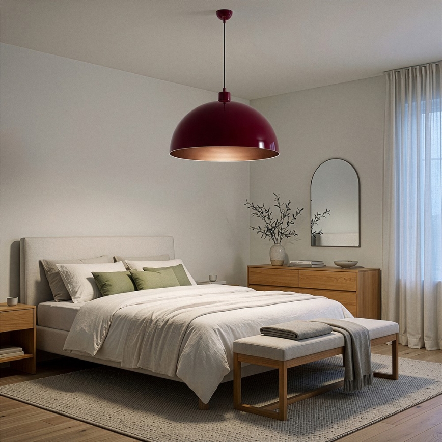 Brilagi - Suspension LED sur câble METALO 1xE27/40W/230V Ø 60 cm bordeaux/cuivré