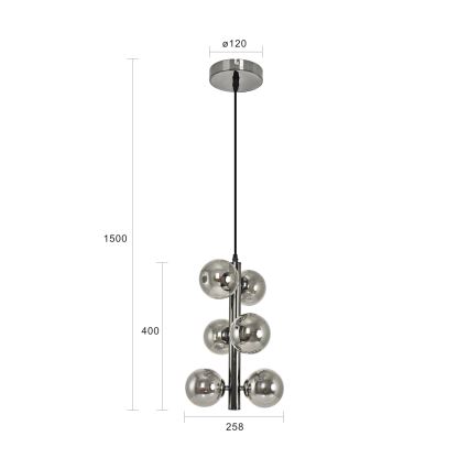 Brilagi - Suspension LED sur câble MILLA 6xG9/3W/230V chrome noir/fumé