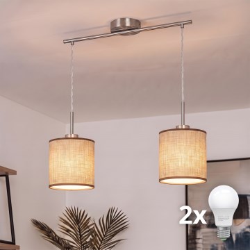 Brilagi - Suspension LED sur câble NUBILA 2xE27/60W/230V marron