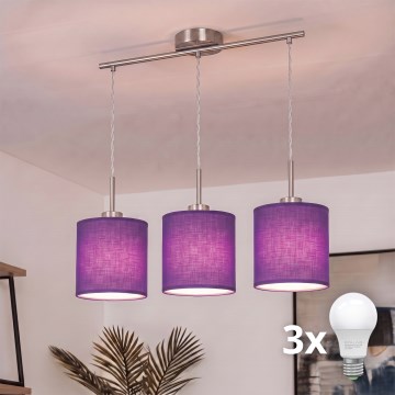 Brilagi - Suspension LED sur câble NUBILA 3xE27/60W/230V violette