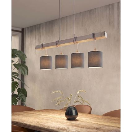 Brilagi - Suspension LED sur câble NUBILA 4xE27/60W/230V gris/anthracite