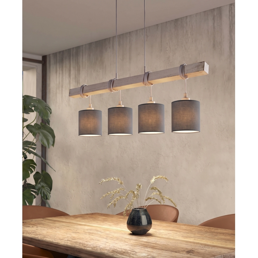 Brilagi - Suspension LED sur câble NUBILA 4xE27/60W/230V gris/anthracite