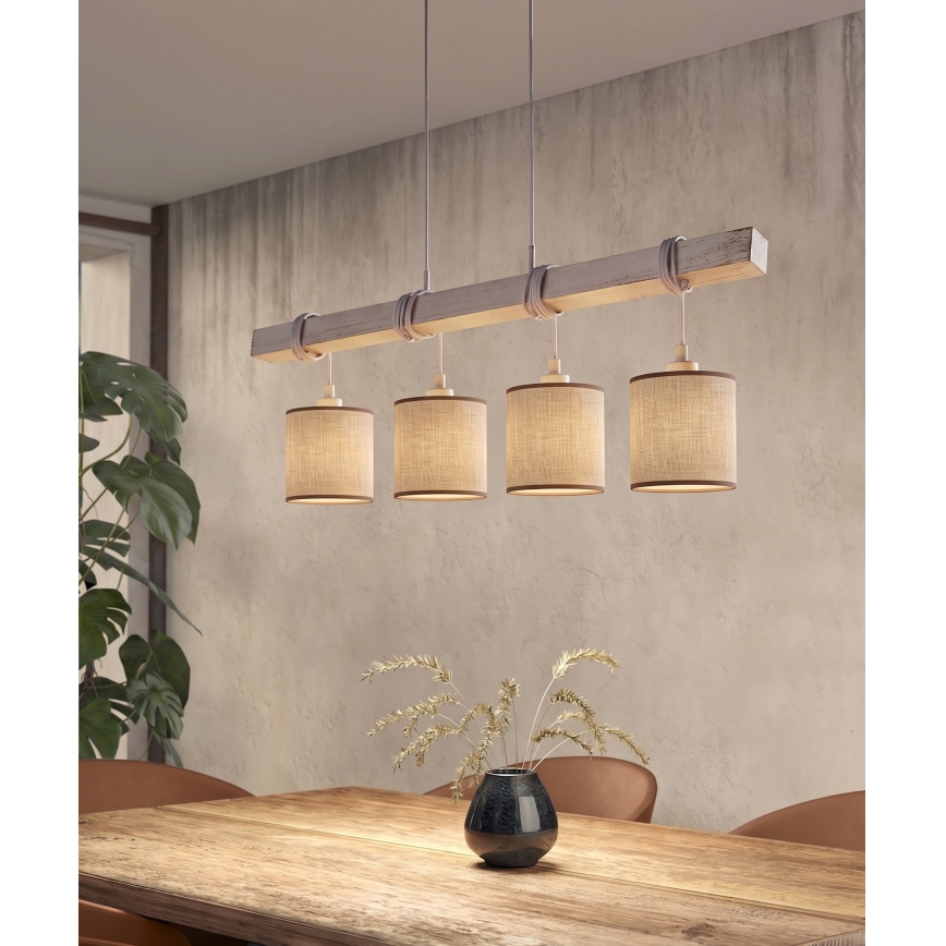 Brilagi - Suspension LED sur câble NUBILA 4xE27/60W/230V gris/marron