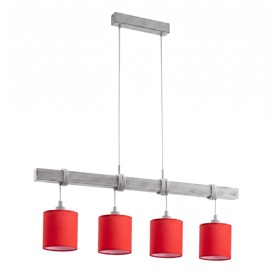 Brilagi - Suspension LED sur câble NUBILA 4xE27/60W/230V gris/rouge