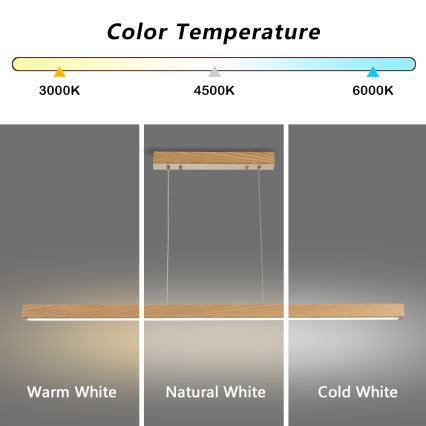 Brilagi - Suspension LED sur câble OAK LED/30W/230V 3000/4500/6000K chêne