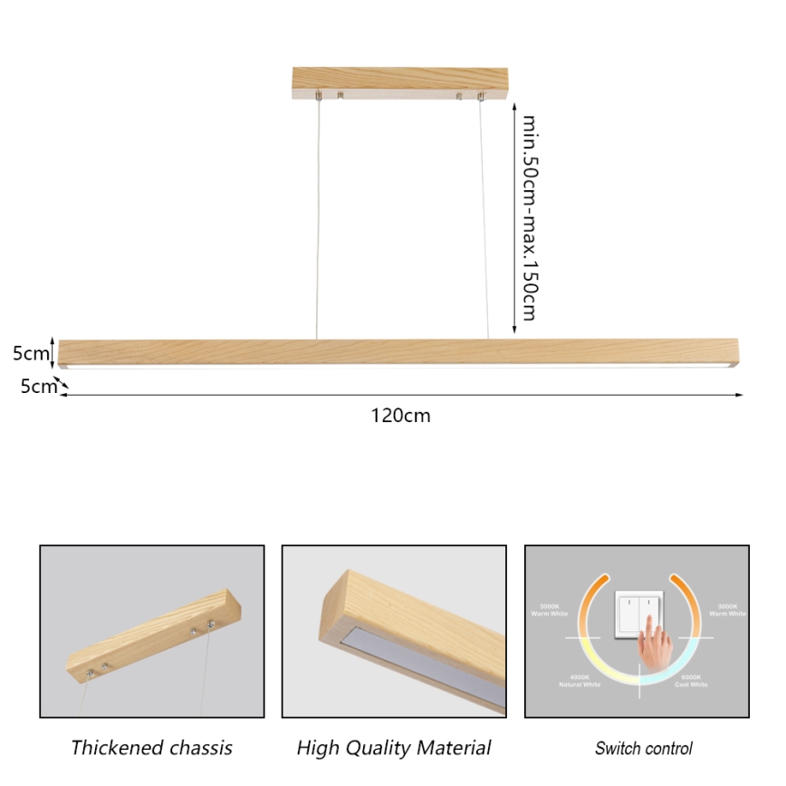 Brilagi - Suspension LED sur câble OAK LED/30W/230V 3000/4500/6000K chêne
