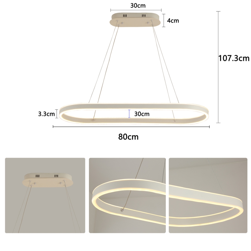 Brilagi - Suspension LED sur câble PONDIE LED/45W/230V 80x30 cm blanche