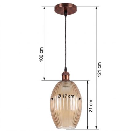 Brilagi - Suspension LED sur câble RETRO GLASS 1xE27/60W/230V Ø 17 cm blanc / beige fumé