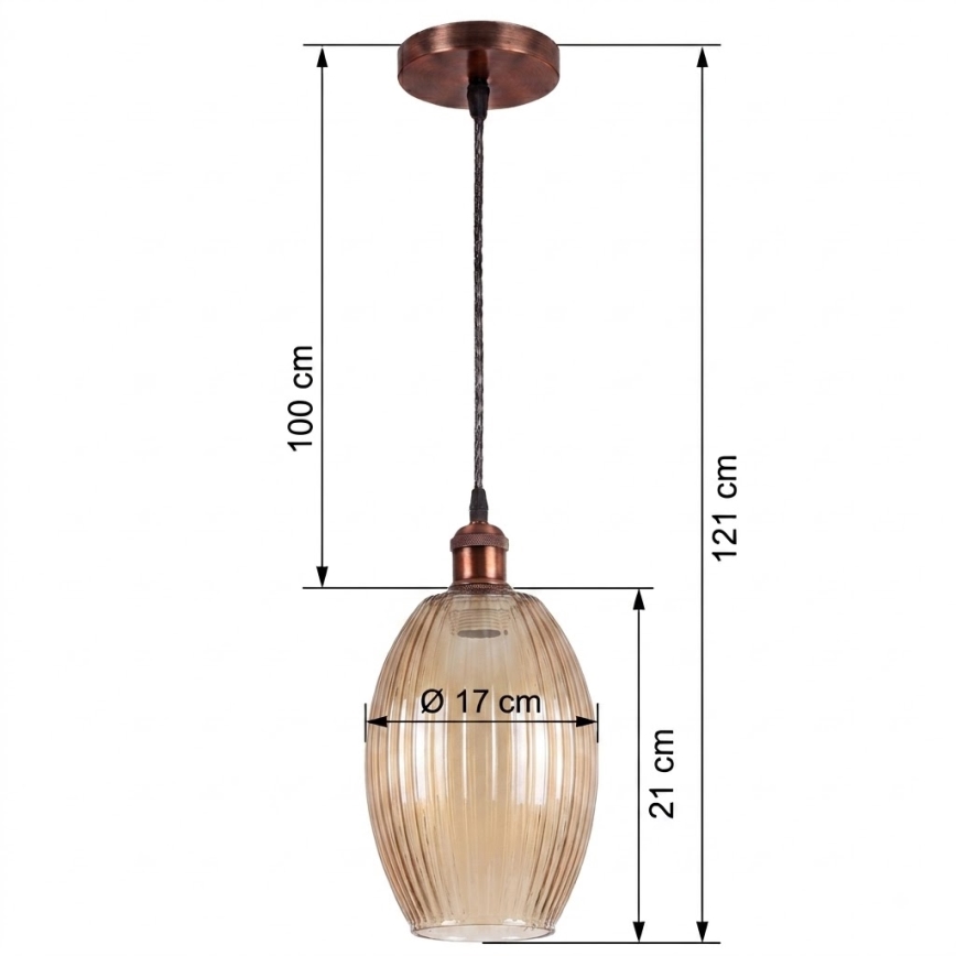 Brilagi - Suspension LED sur câble RETRO GLASS 1xE27/60W/230V Ø 17 cm blanc / beige fumé