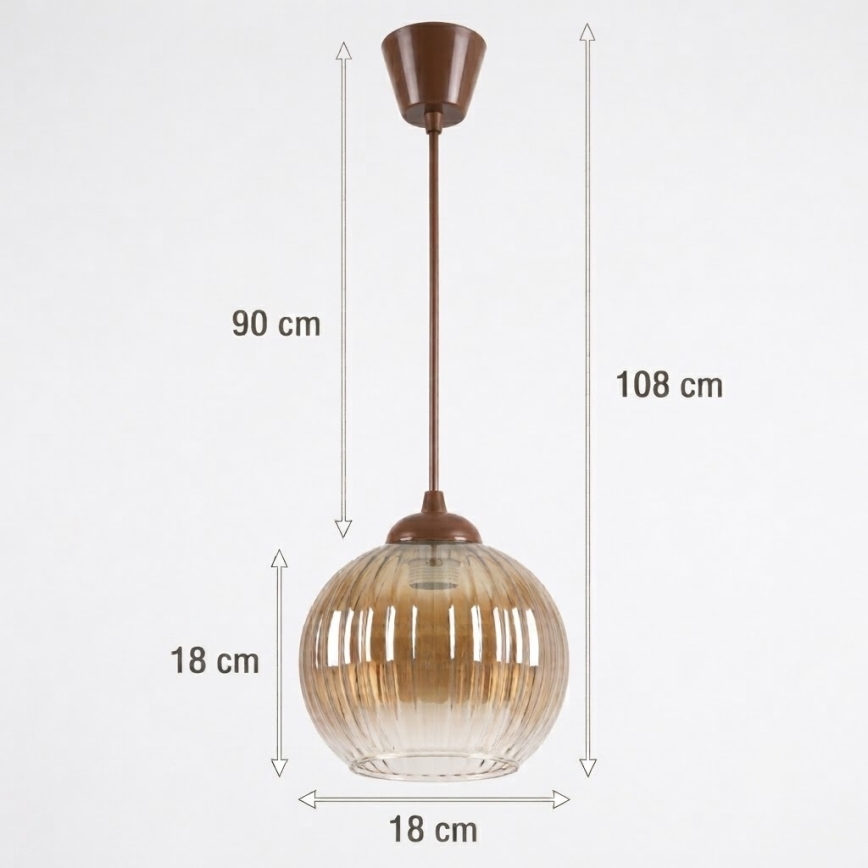 Brilagi - Suspension LED sur câble RETRO GLASS 1xE27/60W/230V Ø 18 cm marron/marron fumé
