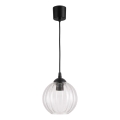 Brilagi - Suspension LED sur câble RETRO GLASS 1xE27/60W/230V diam. 18 cm noir/transparent