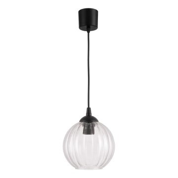 Brilagi - Suspension LED sur câble RETRO GLASS 1xE27/60W/230V diam. 18 cm noir/transparent
