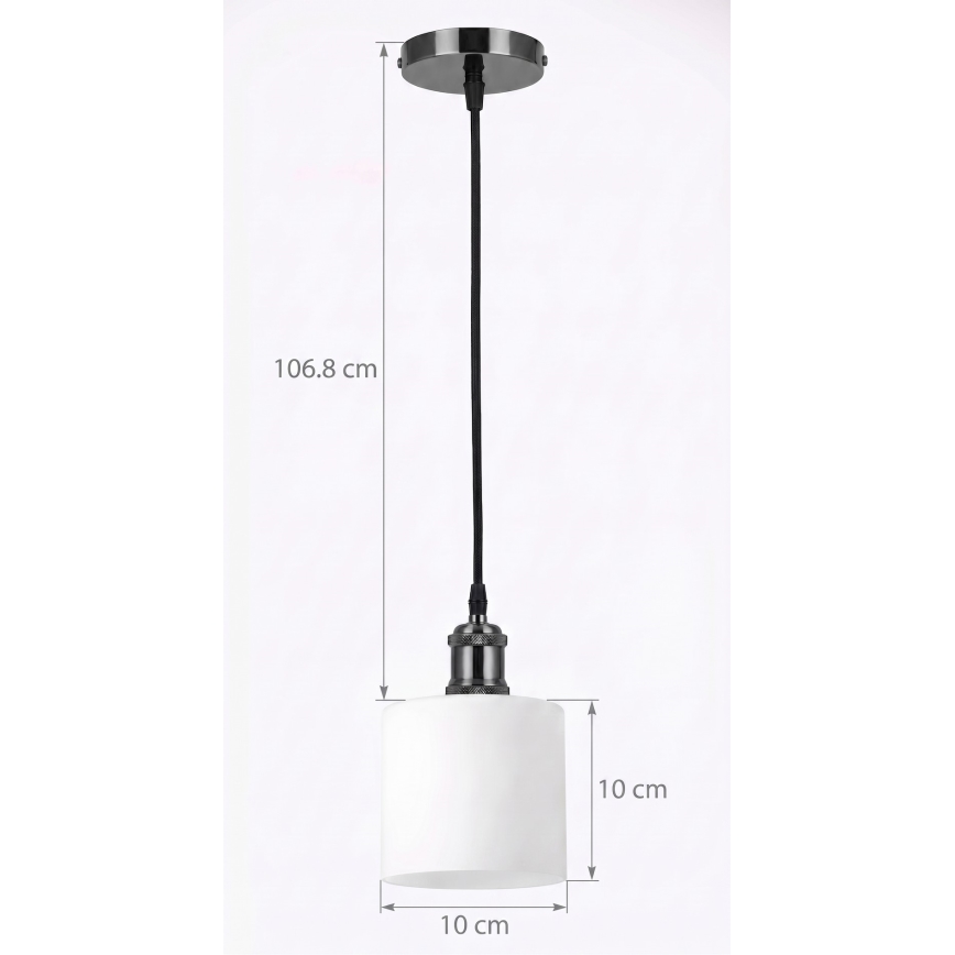 BRILAGI - Suspension LED sur câble RETRO GLASS 1xE27/60W/230V Ø 10 cm noire/blanche