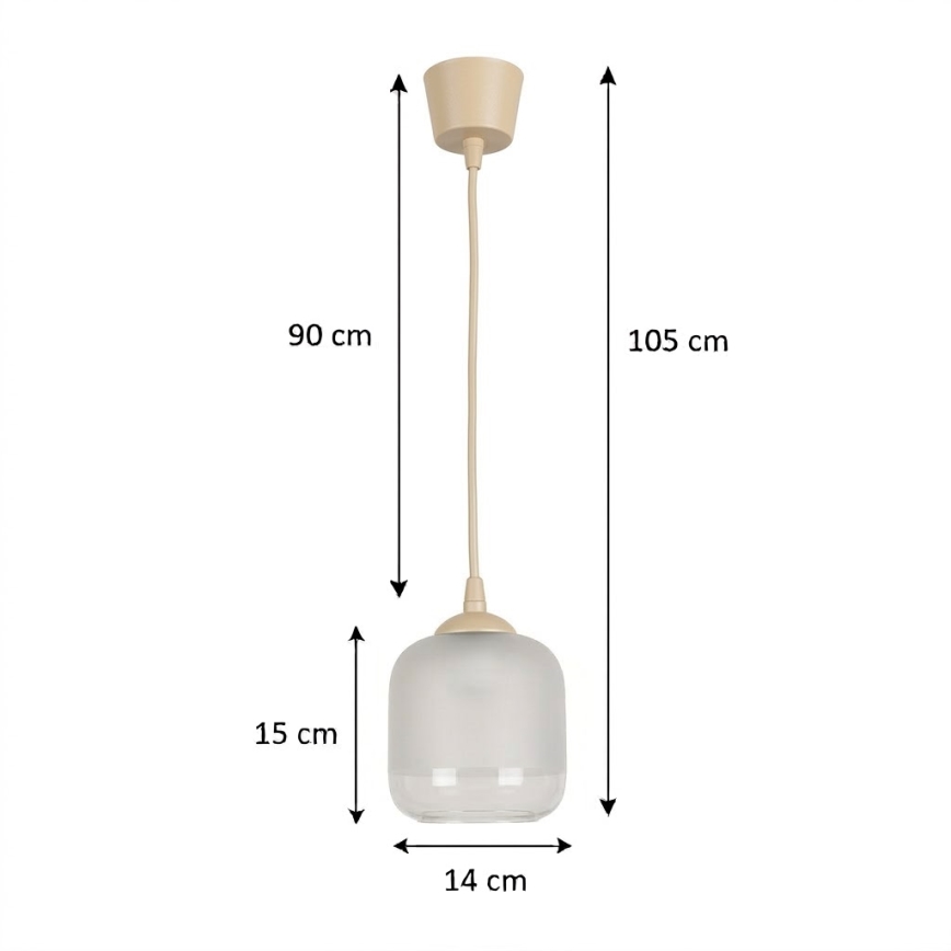 Brilagi - Suspension LED sur câble RETRO GLASS 1xE27/60W/230V Ø 14 cm beige/blanc
