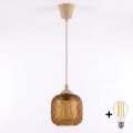 Brilagi - Suspension LED sur câble RETRO GLASS 1xE27/60W/230V Ø 14 cm beige / marron fumé