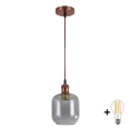 Brilagi - Suspension LED sur câble RETRO GLASS 1xE27/60W/230V Ø 14 cm blanc/gris fumé