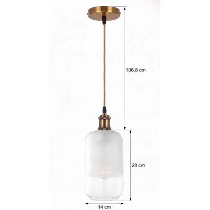 BRILAGI - Suspension LED sur câble RETRO GLASS 1xE27/60W/230V Ø 14 cm doré/blanc