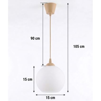 Brilagi - Suspension LED sur câble RETRO GLASS 1xE27/60W/230V Ø 15 cm beige/blanc