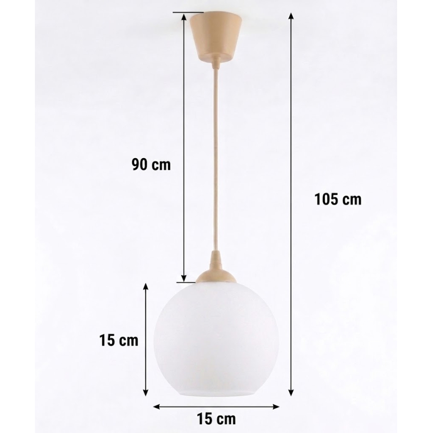Brilagi - Suspension LED sur câble RETRO GLASS 1xE27/60W/230V Ø 15 cm beige/blanc