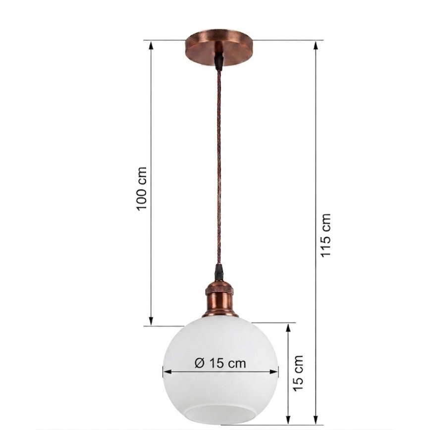 Brilagi - Suspension LED sur câble RETRO GLASS 1xE27/60W/230V Ø 15 cm blanche