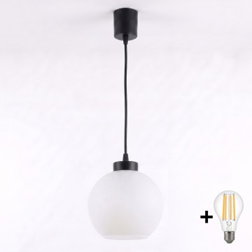 Brilagi - Suspension LED sur câble RETRO GLASS 1xE27/60W/230V Ø 15 cm noir/blanc