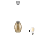 Brilagi - Suspension LED sur câble RETRO GLASS 1xE27/60W/230V Ø 17 cm argenté/beige fumé