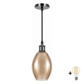 BRILAGI - Suspension LED sur câble RETRO GLASS 1xE27/60W/230V Ø 17 cm noir/beige fumé