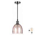 BRILAGI - Suspension LED sur câble RETRO GLASS 1xE27/60W/230V Ø 17 cm noir/beige fumé