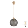 Brilagi - suspension LED sur câble RETRO GLASS 1xE27/60W/230V Ø 18 cm beige/gris fumé