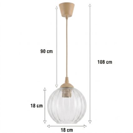 Brilagi - Suspension LED sur câble RETRO GLASS 1xE27/60W/230V, Ø 18 cm, beige/transparent