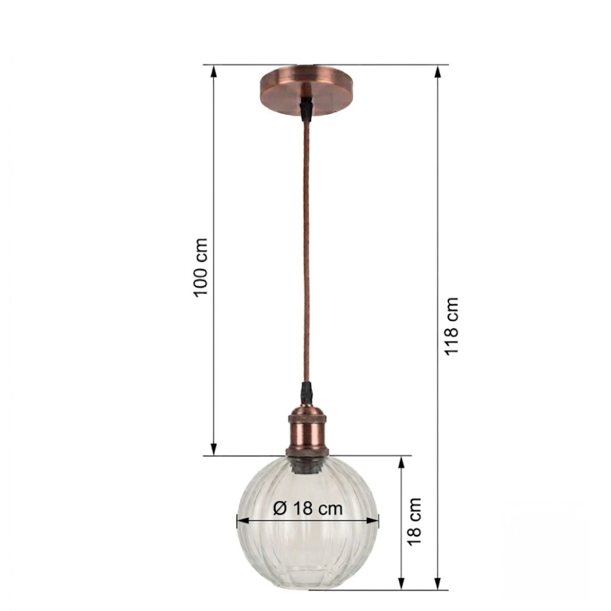Brilagi - Suspension LED sur câble RETRO GLASS 1xE27/60W/230V Ø 18 cm blanc/transparent