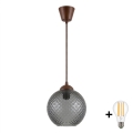 Brilagi - Suspension LED sur câble RETRO GLASS 1xE27/60W/230V Ø 18 cm marron/gris fumé