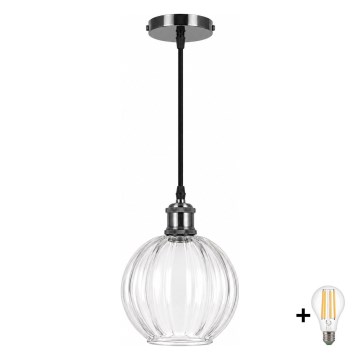 BRILAGI - suspension LED sur câble RETRO GLASS 1xE27/60W/230V Ø 18 cm noir/transparent