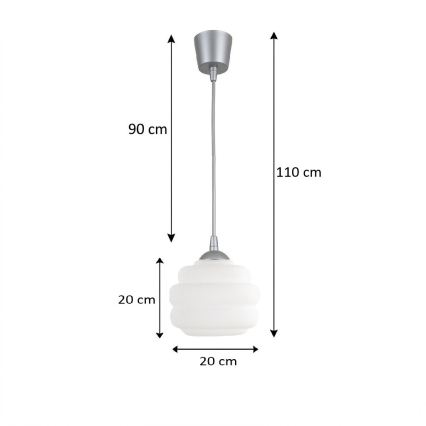 Brilagi - Suspension LED sur câble RETRO GLASS 1xE27/60W/230V Ø 20 cm argenté/blanc