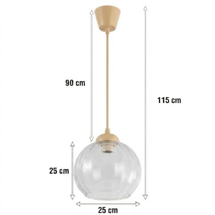 Brilagi - Suspension LED sur câble RETRO GLASS 1xE27/60W/230V Ø 25 cm beige/transparent