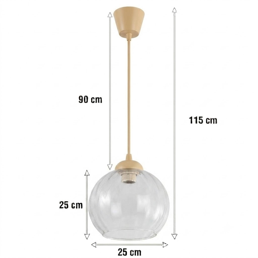 Brilagi - Suspension LED sur câble RETRO GLASS 1xE27/60W/230V Ø 25 cm beige/transparent