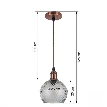 Brilagi - Suspension LED sur câble RETRO GLASS 1xE27/60W/230V Ø 25 cm blanc/gris fumé