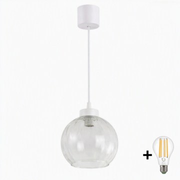 Brilagi - Suspension LED sur câble RETRO GLASS 1xE27/60W/230V Ø 25 cm blanc/transparent