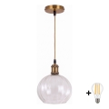 BRILAGI - Suspension LED sur câble RETRO GLASS 1xE27/60W/230V Ø 25 cm dorée/transparente
