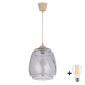 Brilagi - Suspension LED sur câble RETRO GLASS 1xE27/60W/230V Ø 26 cm beige/gris fumé