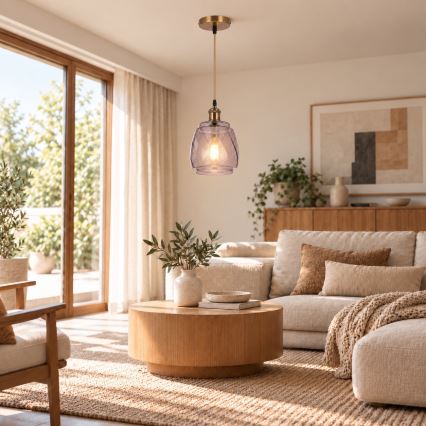 BRILAGI - LED suspension sur câble RETRO GLASS 1xE27/60W/230V Ø 26 cm doré/gris fumé