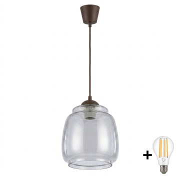 Brilagi - Suspension LED sur câble RETRO GLASS 1xE27/60W/230V Ø 26 cm marron/gris fumé